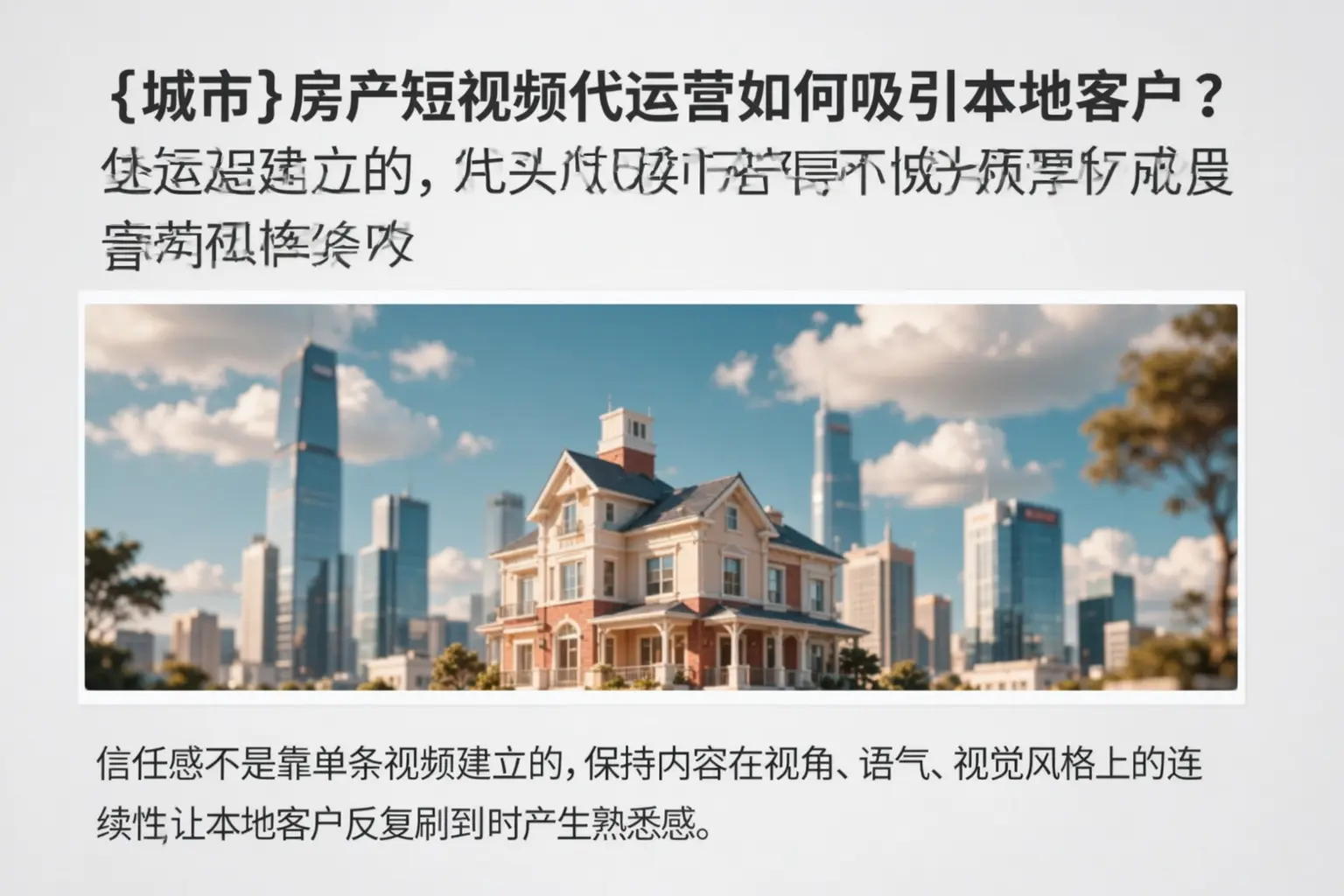 宜丰房产短视频代运营如何吸引本地客户?